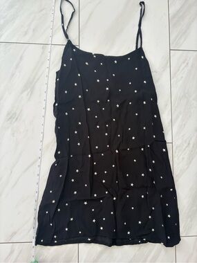 Reformation Black Star-Print Mini Slip Dress